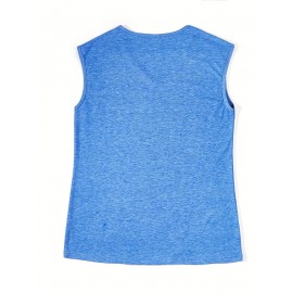 Sunflower Print V Neck Tank Top, Casual Sleeveless Tank Top For Summer, Women's Clothing