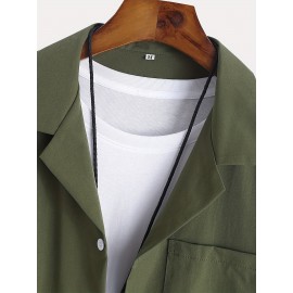 Men's 2Pcs Outfits, Casual Lapel Button Up Short Sleeve Shirt And Drawstring Pants Set For Summer, Men's Clothing For Daily Leisure Loungewear Vacation Resorts