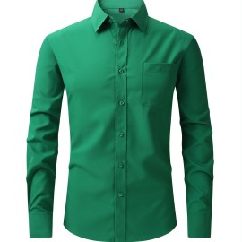 Men's Dress Shirt, Long Sleeve Button Down Lapel Slim Fit Classic Shirt For Business Best Sellers