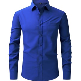 Men's Dress Shirt, Long Sleeve Button Down Lapel Slim Fit Classic Shirt For Business Best Sellers